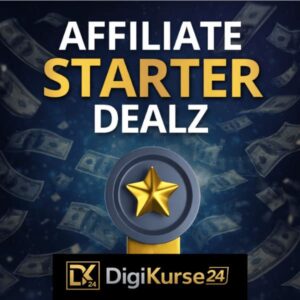 Affiliate Starter Dealz Produktbild mit goldener Auszeichnung auf dunklem Hintergrund