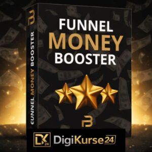 Funnel Money Booster Titelbild mit Produktbox und goldenen Sternen als Affiliate Funnel System