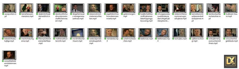 Moviecash Erfahrungen - Lizenziertes Film-Content-Business mit Weiterverkaufsrecht im kritischen Blick 2 Übersicht des Moviecash Content-Download-Bereichs mit zahlreichen lizenzierten Filmausschnitten als MP4-Dateien im Mitgliederbereich