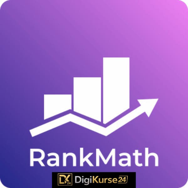 Modernes Titelbild zum Rank Math WordPress SEO Plugin mit blauem digitalen Hintergrund, SEO-Symbolen, Diagrammen und dem Hinweis auf Traffic, Rankings und automatisierte Suchmaschinenoptimierung.