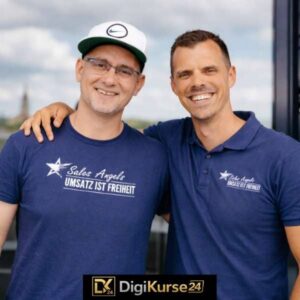 Sales Angels Titelbild mit Jens Neubeck und Pascal Schildknecht als Gründer, modernes 1:1 Bild für Online Marketing Systeme und automatisierte Kundengewinnung.
