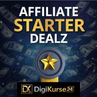 Affiliate Starter Dealz Produktbild mit goldener Auszeichnung auf dunklem Hintergrund