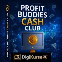 Profit Buddies Cash Club Titelbild mit modernem dunklen Finanz-Hintergrund und goldenen Designelementen